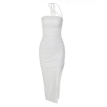 Load image into Gallery viewer, 2022 Summer Hot Sexy Black Spaghetti Strap Backless Casual Evening Party Sexy V-Neck Split Folds Maxi Dresses For Women Vestidos