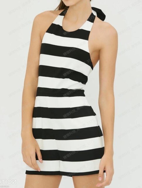 2022 Summer New Halter Slim-fit Black and White Striped Sleeveless Jumpsuit Casual Elegant Jumpsuit Hot Sale Fairycore