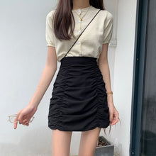 Load image into Gallery viewer, 2022 Summer New Ins A-Line Skirt Sexy Pleated Short Skirt High Waist Thin Retro Hip Wrap Solid Color Puffy Skirt
