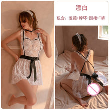 Load image into Gallery viewer, 2022 Summer New Sex Costum Lingerie Sexy Lace Perspective Backless Costumes Body Suits For Women Kawaii Maid Cosplay Uniform Set