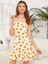 Load image into Gallery viewer, 2022 Summer New Sexy Backless Layered Ruffle Chiffon Beach Skirt Printed Suspender Holiday Women Dress