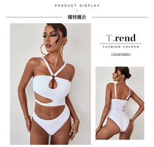 Load image into Gallery viewer, 2022 Summer New Sexy One-piece Swimsuit Women Hollow Out Halter Belt White Bathing Suit Youth Girls Fashion Swimwear Monokini