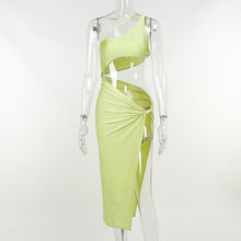 Load image into Gallery viewer, 2022 Summer One Shoulder Midi Dress for Women Sleeveless Backless Split Club Party Fashion Sexy Cut Out Dresses Clothes Vacation
