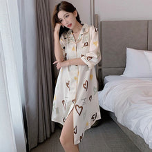 Load image into Gallery viewer, 2022 Summer Plus Size Short Sleeve Sexy Silk Satin Print Nightgowns for Women Loose Sleepwear Nightdress Night Dress Home Nighty