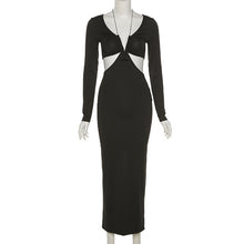 Load image into Gallery viewer, 2022 Summer Sexy Backless Cutout Maxi Dress Club Party Outfits for Women Long Sleeves Black Elegant Straps Prom Dresses Casual