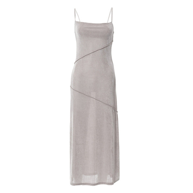 2022 Summer Sexy Backless Cutout Midi Dress Club Party Outfits for Women Sleeveless Elegant Straps V Neck Beach Dresses Vestidos