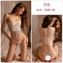 Load image into Gallery viewer, 2022 Summer Women Sexy Vintage Satin Embroidered Tube Top + Thong Chinese Style Two Piece Suit Seduction Bandage Erotic Lingerie