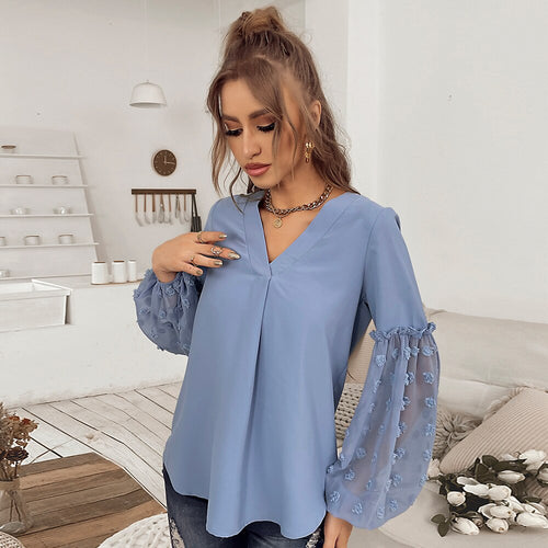 2022 Summer Women Splicing Long Sleeve Shirts Blouses Leisure Holiday Style Blusas Mujer De Moda Verano Elegantes