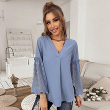 Load image into Gallery viewer, 2022 Summer Women Splicing Long Sleeve Shirts Blouses Leisure Holiday Style Blusas Mujer De Moda Verano Elegantes