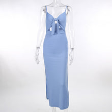 Load image into Gallery viewer, 2022 Summer Women&#39;s European And American Sexy V-neck Ins Style Long Skirt Bandage Hollowed Out Split Suspender Dress