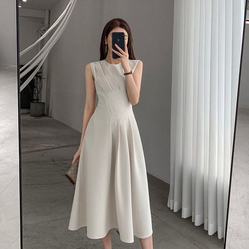 2022 Summer dress for Women One Piece Office Lady Fashion Elegant Sleeveless Casual Midi Dresses Female Clothes Vestdios