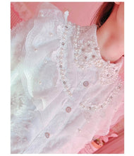 Load image into Gallery viewer, 2022 Sweet Beading Kawaii Blouses Women New Spliced Lace Shirts Schoolgirl Single Breasted Diamonds White Lolita Tops Spring