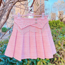 Load image into Gallery viewer, 2022 Sweet Kawaii Pink Mini Skirts Women High Waist Schoolgirl Lolita Pleated Skirt Fresh Beading Pearl Short Jupe Cute Spring