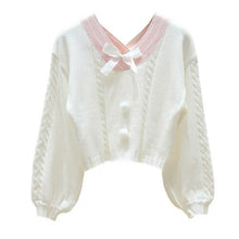 Load image into Gallery viewer, 2022 Sweet New V-neck Crop Knit Pullover Fashion Fresh Bow Sweater Cute Long Sleeve Japan Style Spring Kawaii Jumper Femme