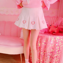 Load image into Gallery viewer, 2022 Teen Girls Cute Heart Mini Skirts High Waist Cartoon Kawaii Skirt Preppy Style Spring White Pleated Jupe Japanese New