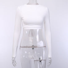 Load image into Gallery viewer, 2022 White Long Sleeve Crop Top Women Fashion Elegant Spring Autumn 90s T Shirts Sexy Casual O Neck