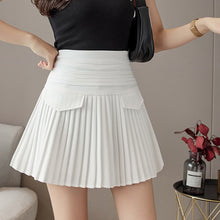 Load image into Gallery viewer, 2022 White Pleated Skirts Sexy Casual Slim College Women High Waist Mini Metal Letter D A-Line Clubwear Korean Fashion Style