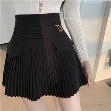 Load image into Gallery viewer, 2022 White Pleated Skirts Sexy Casual Slim College Women High Waist Mini Metal Letter D A-Line Clubwear Korean Fashion Style