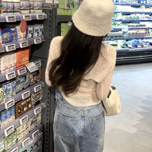 Load image into Gallery viewer, 2022 Winter New Korean Fashion Lace-up Solid Color Long-sleeved Cardigan Women + Sexy Slim Knitted Camisole Two-piece Suit