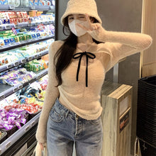 Load image into Gallery viewer, 2022 Winter New Korean Fashion Lace-up Solid Color Long-sleeved Cardigan Women + Sexy Slim Knitted Camisole Two-piece Suit