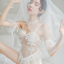 Load image into Gallery viewer, 2022 Women Erotic Lingerie Sexy Mesh See-through Role Play Bride Temptation Pajama Set Cute Princess Skirt Adult Thin Sleepwear