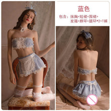 Load image into Gallery viewer, 2022 Women French Sexy Lingerie Cosplay Maid Kawaii Blue Lace Wrapped Chest Temptation Uniform Sailor Moon School Girl Dresses