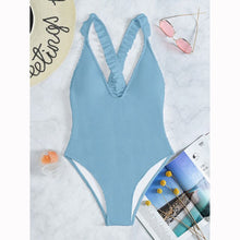 Load image into Gallery viewer, 2022 Women One Piece Swimsuit Rib Female Swimwear Sexy Sold Monokini Ruffle Bathing Suit Beachwear Swimming Suits WomenSwimsuit
