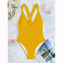 Load image into Gallery viewer, 2022 Women One Piece Swimsuit Rib Female Swimwear Sexy Sold Monokini Ruffle Bathing Suit Beachwear Swimming Suits WomenSwimsuit