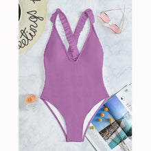 Load image into Gallery viewer, 2022 Women One Piece Swimsuit Rib Female Swimwear Sexy Sold Monokini Ruffle Bathing Suit Beachwear Swimming Suits WomenSwimsuit
