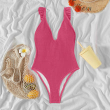 Load image into Gallery viewer, 2022 Women One Piece Swimsuit Rib Female Swimwear Sexy Sold Monokini Ruffle Bathing Suit Beachwear Swimming Suits WomenSwimsuit