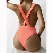Load image into Gallery viewer, 2022 Women One Piece Swimsuit Rib Female Swimwear Sexy Sold Monokini Ruffle Bathing Suit Beachwear Swimming Suits WomenSwimsuit