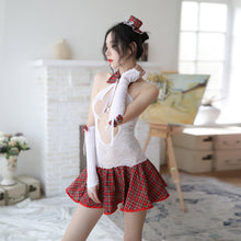 Load image into Gallery viewer, 2022 Women&#39;s Erotic Lingerie Set Sexy Student Uniform Temptation Short Skirt Suit Student Hollow Transparent Mini Pleated Skirt