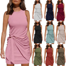 Load image into Gallery viewer, 2022 Women&#39;s Knotted Short Sleeved Vest New Dress Spring And Summer  European And American