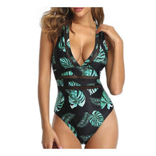 Load image into Gallery viewer, 2022 Women&#39;s One Piece Swimsuit Black Mesh V-neck Cross Sexy Swimsuit Swimwear Women Bathing Suits Woman High Waist Bikini