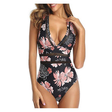 Load image into Gallery viewer, 2022 Women&#39;s One Piece Swimsuit Black Mesh V-neck Cross Sexy Swimsuit Swimwear Women Bathing Suits Woman High Waist Bikini