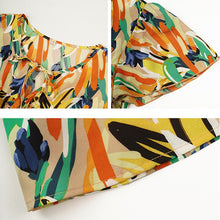 Load image into Gallery viewer, 2022 Women&#39;s Ruffles V Neck Bow Dress Summer Print Short Sleeve Ladies Jumper Casual Lace Up High Waist Female Mini Vestidos