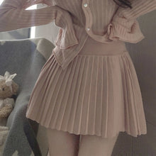 Load image into Gallery viewer, 2023 Autumn for Women Korean Style Warm Soft Cashmere Cardigan + Pleated Skirt Suit 2 Pieces Sets Tight-fitting Retro Y2k Suit