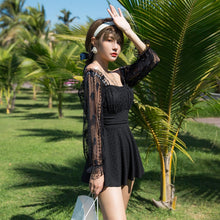 Load image into Gallery viewer, 2023 Korean Swimsuit Ladies Fused Swim Suit Plus Size Swimwear 5XL Skirt Mesh Lace Long Sleeve Bathing Suit One Piece Tankinis