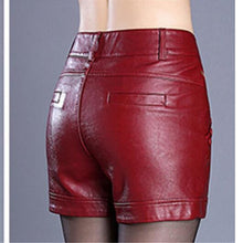 Load image into Gallery viewer, 2023 Large Size High Waist Was Thin Slim Casual Wild High Quality Pu Leather Shorts Female Outerwear Suit Shorts Black Red