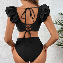 Load image into Gallery viewer, 2023 New Sexy One Piece Swimsuit Solid Black Ruffle Swimwear Women Bathing Suit Beach Wear Backless Monokini Summer