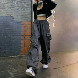 2023 New Women’s Streetwear Cargo Pants y2k Spring Solid Color Women&#39;s pants Wide Leg Trouser Female Casual Joggers Sweatpants