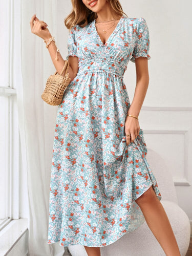2023 New Women's Summer Dress Chiffon Elegant Floral Print Vintage Mini Dress Sexy High Waist Summer Dresses for Women Vestidos
