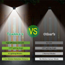 Load image into Gallery viewer, 222 LED Solar Light Outdoor  4 Modes Motion Sensor PIR Wall Light Waterproof Solar Lamp Solar Powered Sunlight Garden Decoration
