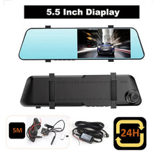 Load image into Gallery viewer, 24H Car DVR Dash Camera Rear View Dual Lens 1080P 4.5in Full HD Cycle Recording Dash Cam Video Recorder Mirror Dashcam Black Box