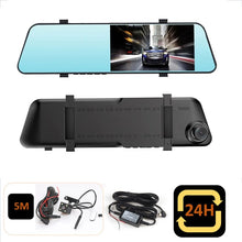 Load image into Gallery viewer, 24H Car DVR Dash Camera Rear View Dual Lens 1080P 4.5in Full HD Cycle Recording Dash Cam Video Recorder Mirror Dashcam Black Box