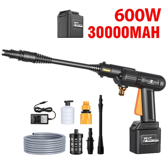 25V 30000mah Cordless High Pressure Car Washer Rechargeable Car Cleaner Wash Gun Adjustable Nozzle Auto Spray Washing Machine