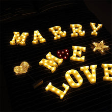 Load image into Gallery viewer, 26 Alphabet LED Letter lights Home Decoration Warm white lights Marquee Letters Sign for Wedding Birthday party Battery Powered