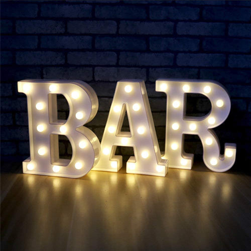 26 Alphabet LED Letter lights Home Decoration Warm white lights Marquee Letters Sign for Wedding Birthday party Battery Powered