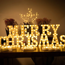 Load image into Gallery viewer, 26 Alphabet LED Letter lights Home Decoration Warm white lights Marquee Letters Sign for Wedding Birthday party Battery Powered