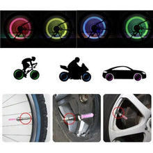Load image into Gallery viewer, 2PCS Bicycle LED Light Tire Valve Cap Bicycle Flash Light Mountain Road Bike Cycling Tyre Wheel Lights LED Neon Lamp Cover Wheel